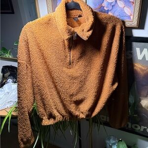 Cozy Orange Brown Sherpa Pullover